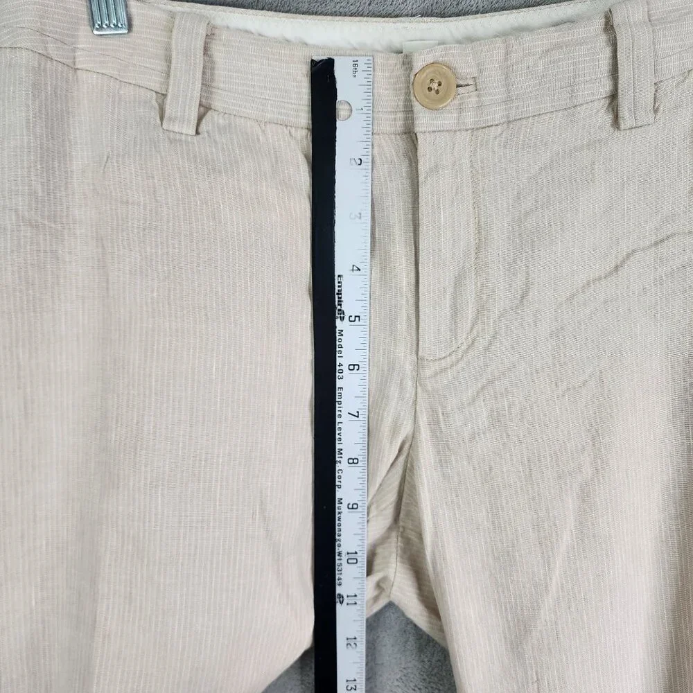 Womens Beige Banana Republic Wide Leg Pants Linen Blend Jackson Fit Stretch 8